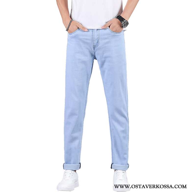 Farkut Miesten Suorat Denim Uusi Stretch Miehet Housut Sininen Slim Fit Casual