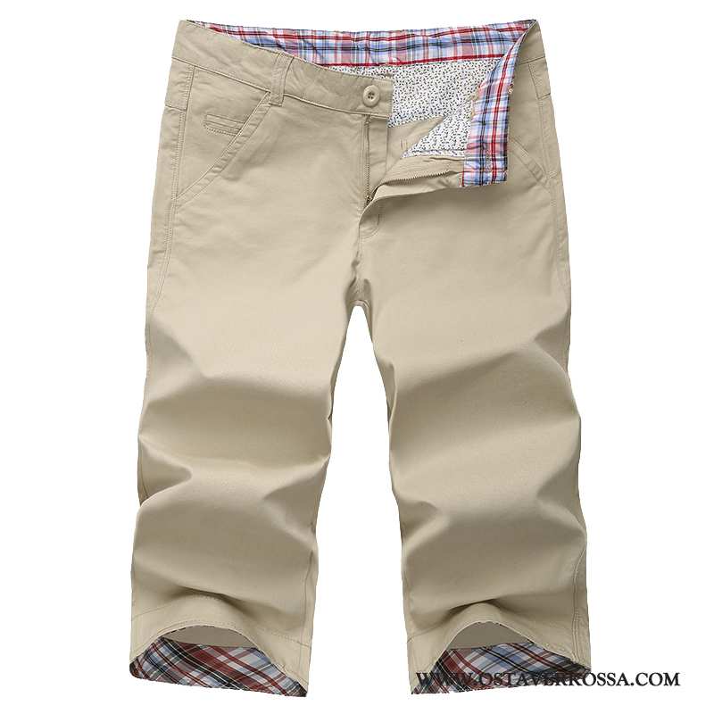 Housut Miesten Muoti Puuvilla Capri Housut Casual Miehet Shortsit Khaki Puhdas